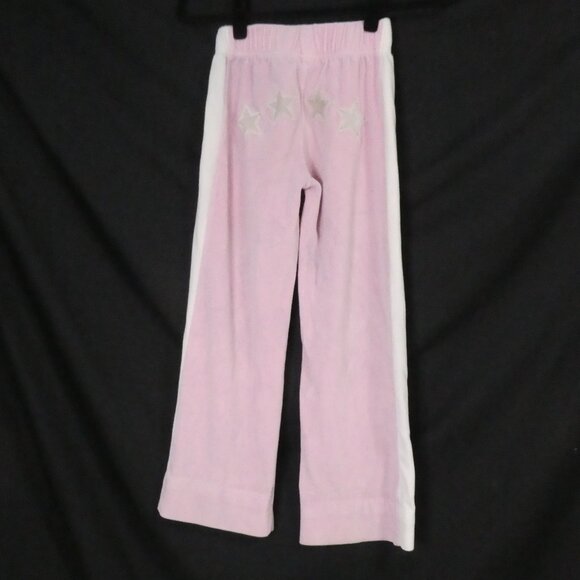 BONGO | medium | Pink Velour Sweatpants | Side White Stripes | 4 Grey Star Back - Picture 2 of 16